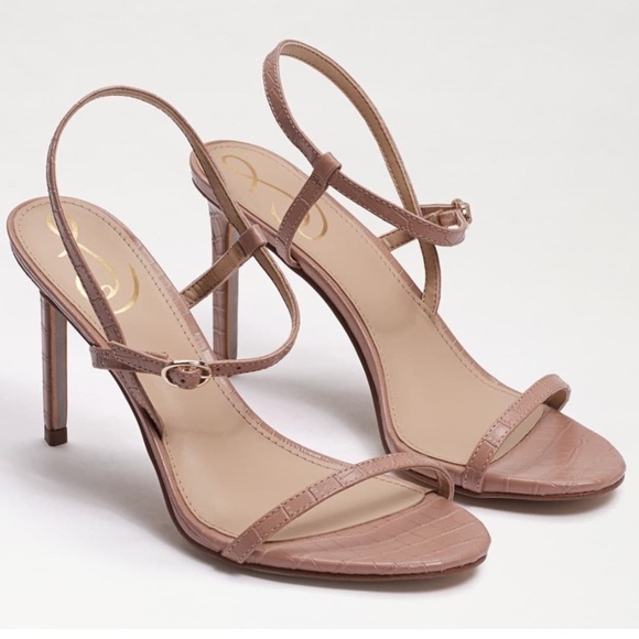Sam Edelman Doran Maple croc embossed print leather heels sandals nude Sz‎ 10 M - Picture 7 of 14